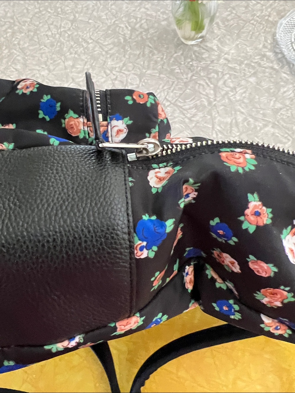 Coach Black Floral Backpack with Fox Patch and Blue Sunglasses - Picture 11 of 16